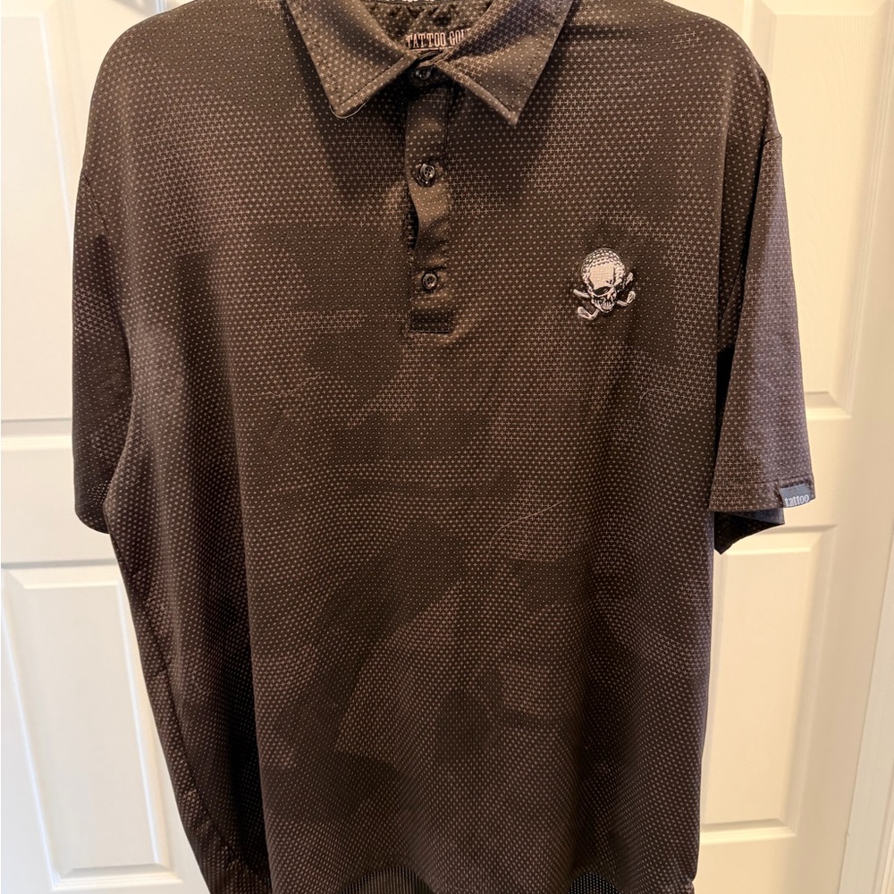 Men's Black Tattoo Golf Shirt